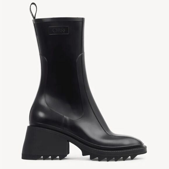 Chloé Black Rubbers Rain Boots EU 40 US 9 Urban Edgy Chunky Goth Grunge Runway - Picture 1 of 16